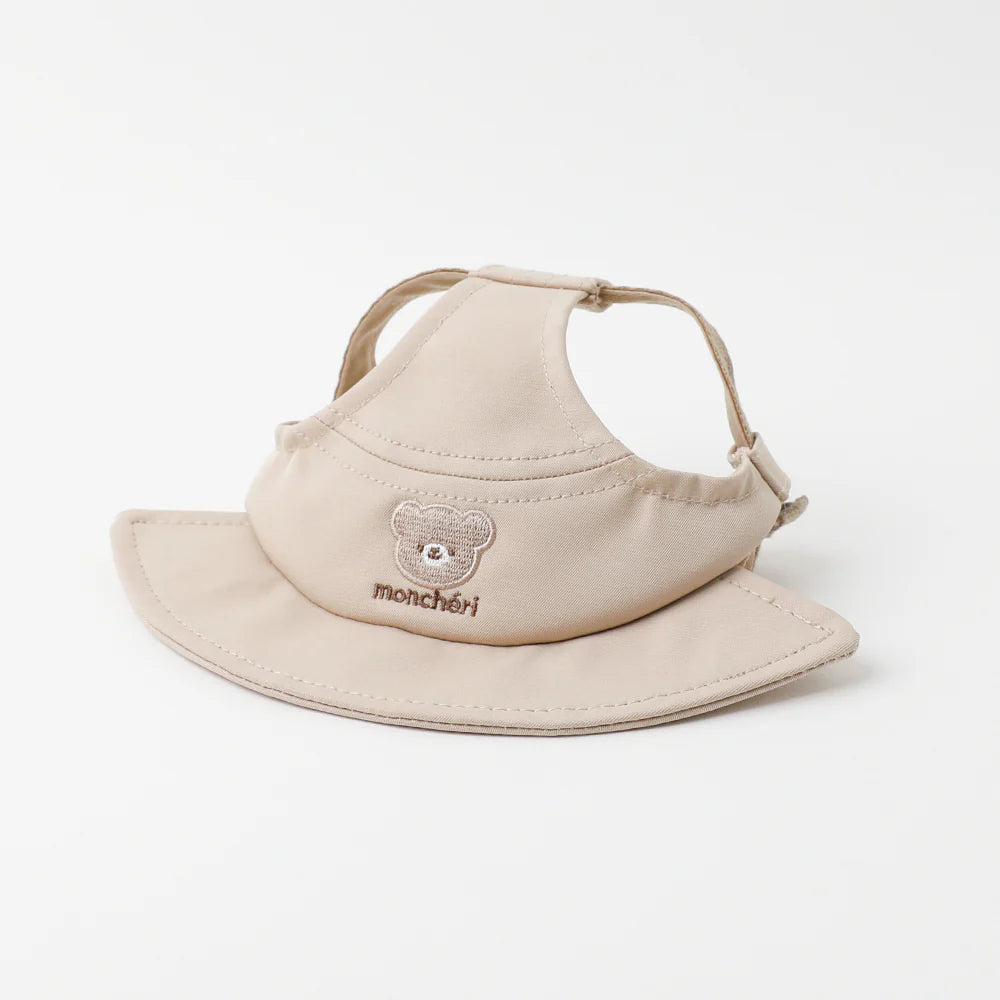 Moncheri Kuma-san Embroidery Hat, Beige