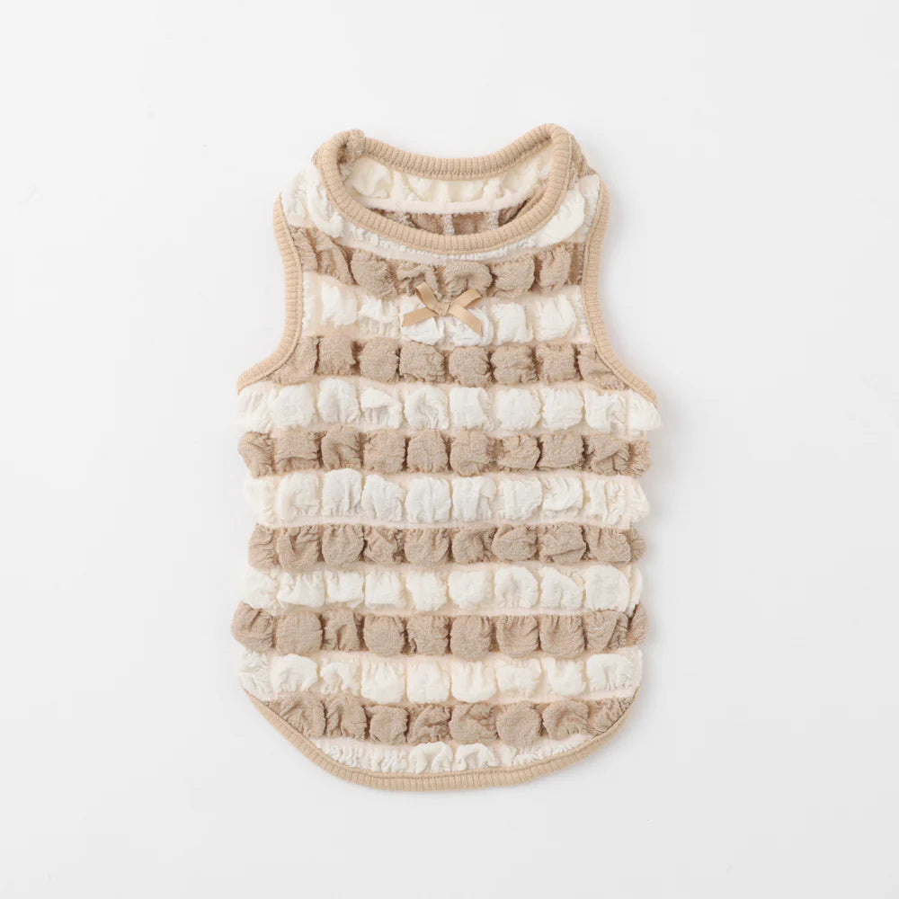 Moncheri Pocopoco Sleeve Tops With A Cool Ribbon, Beige