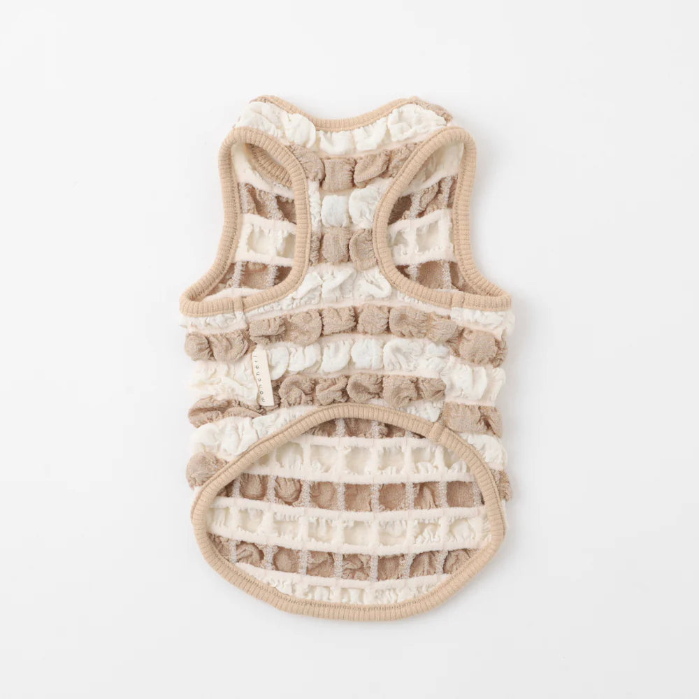 Moncheri Pocopoco Sleeve Tops With A Cool Ribbon, Beige