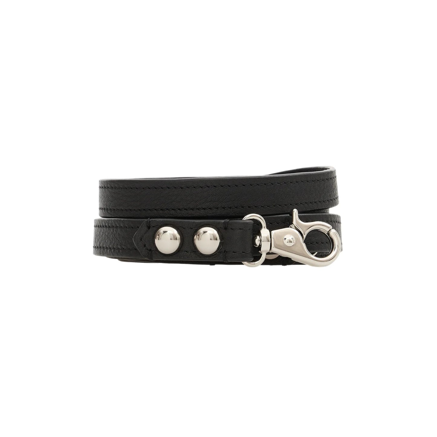 Maltipoo World Leather Leash + Small Bag, Noir Silver