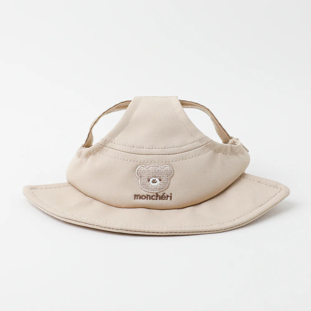 Moncheri Kuma-san Embroidery Hat, Beige