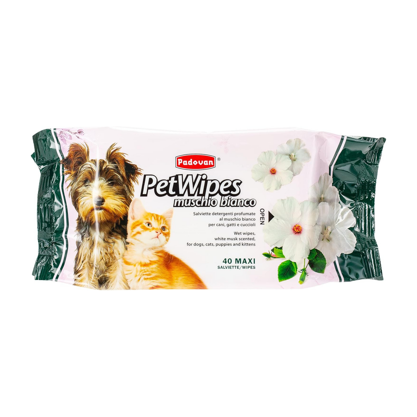 Padovan Pet Wipes White Musk, 40 wipes