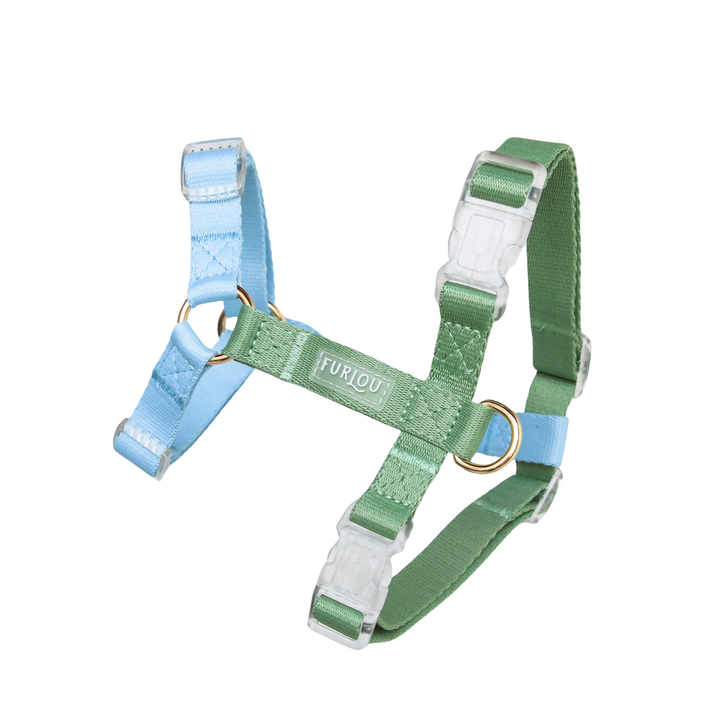 Furlou Dog Harness, Blue and Sage Green