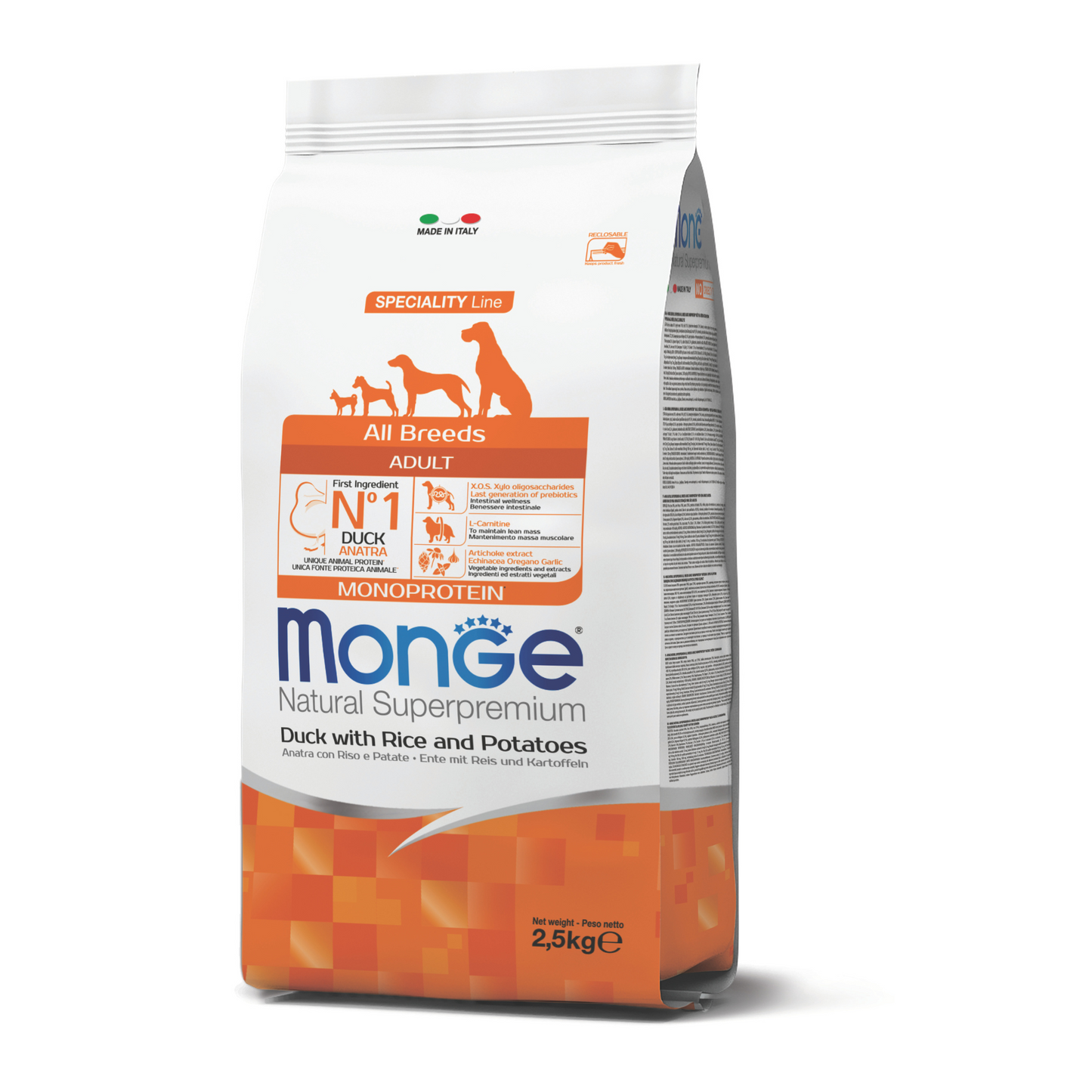 Monge All Breeds Adult Monoprotein Duck with Rice and Potatoes, 2.5 kg