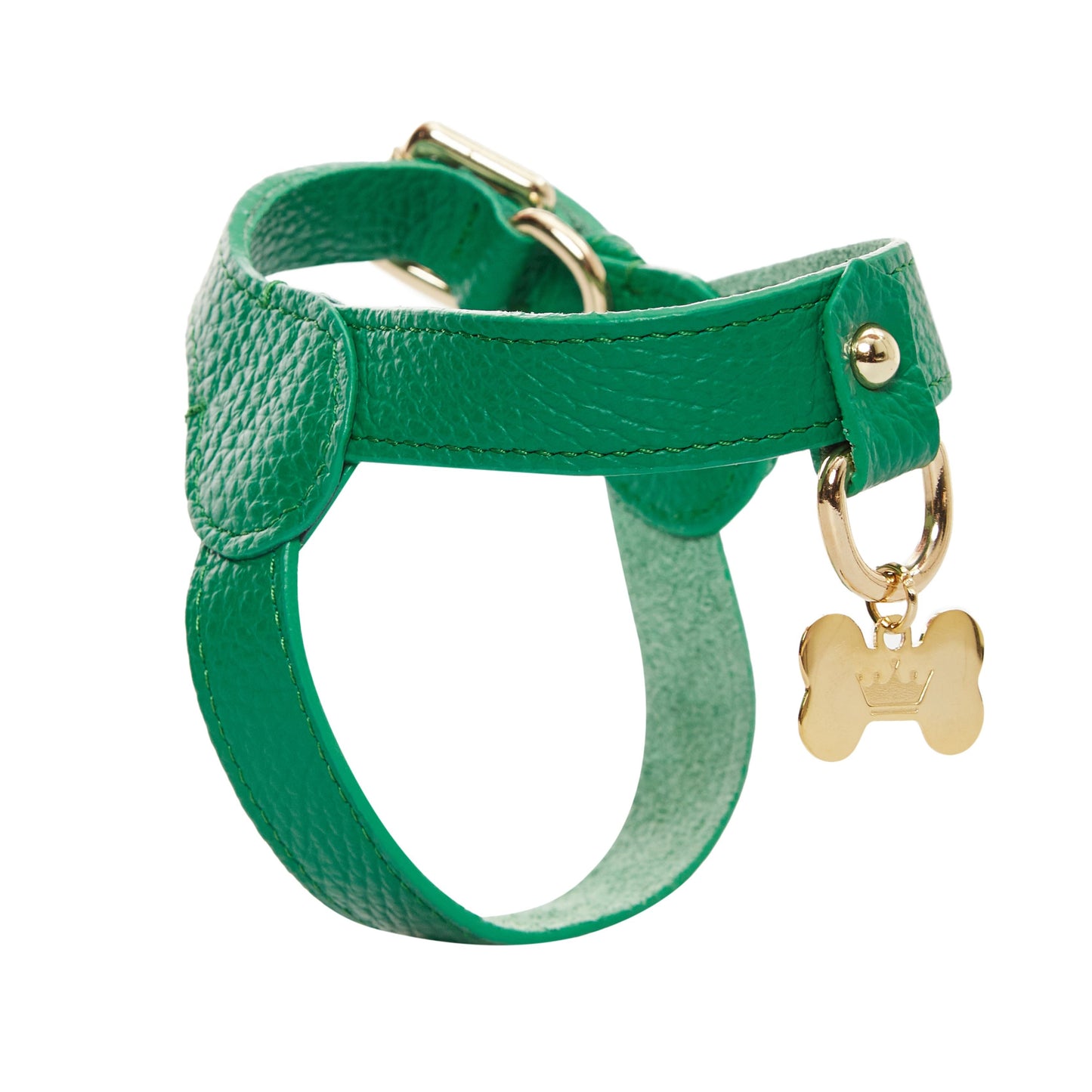 Maltipoo World Classic Leather Harness, Green