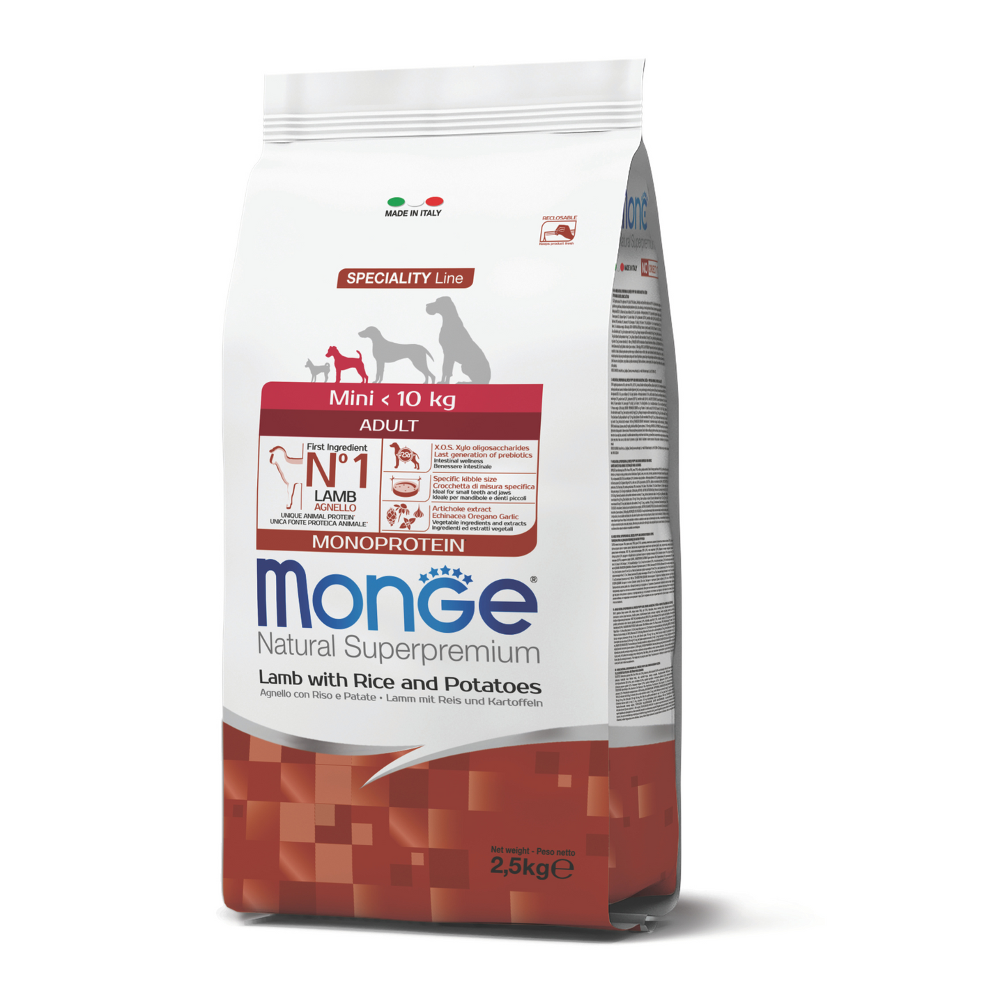 Monge Mini Adult Monoprotein Lamb with Rice and Potatoes, 2.5 kg