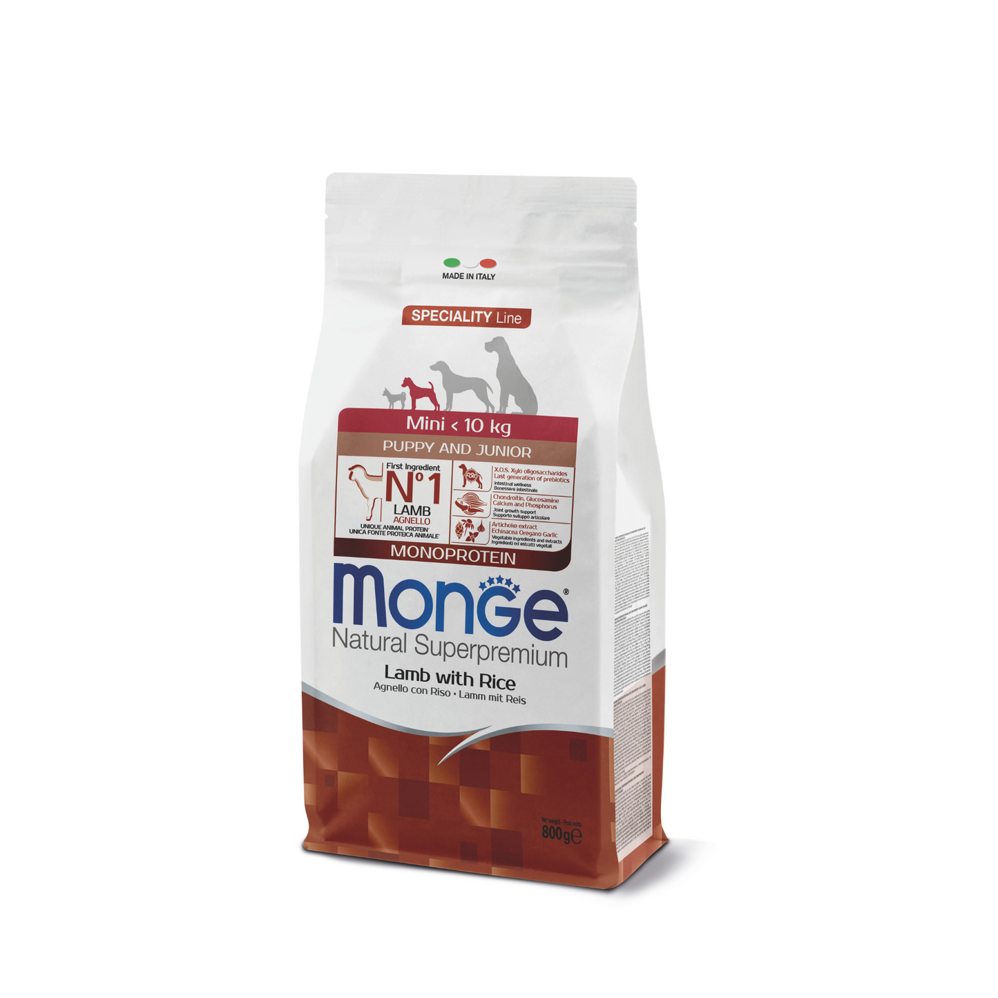 Monge Mini Puppy and Junior Monoprotein Lamb with Rice, 800 g