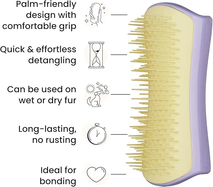 Tangle Teezer Pet Detangling Dog Grooming Brush, Small, Lilac/Yellow