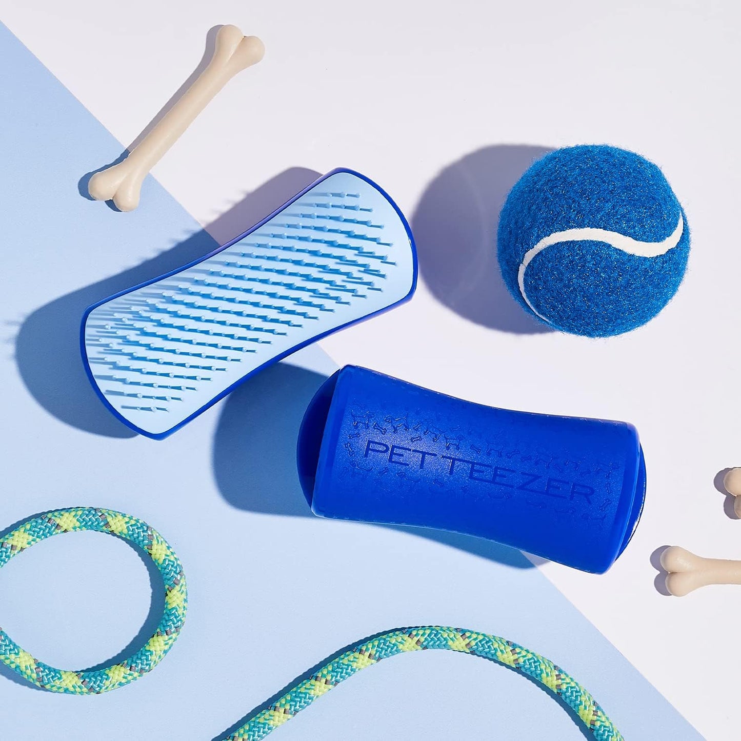 Tangle Teezer Small De-Shedding and Dog Grooming Brush, Navy and Sky Blue