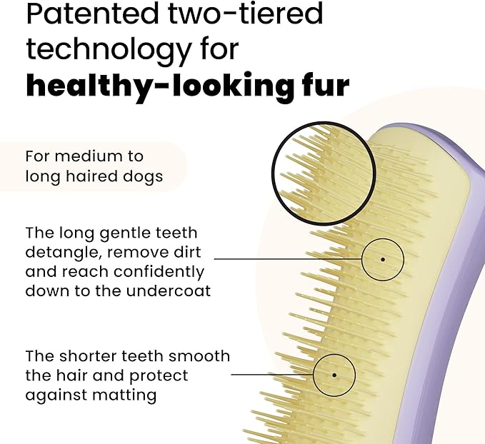 Tangle Teezer Pet Detangling Dog Grooming Brush, Small, Lilac/Yellow