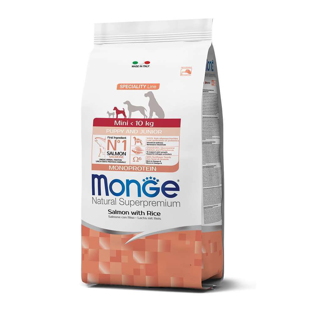 Monge Mini Puppy and Junior Monoprotein Salmon with Rice, 2.5 kg