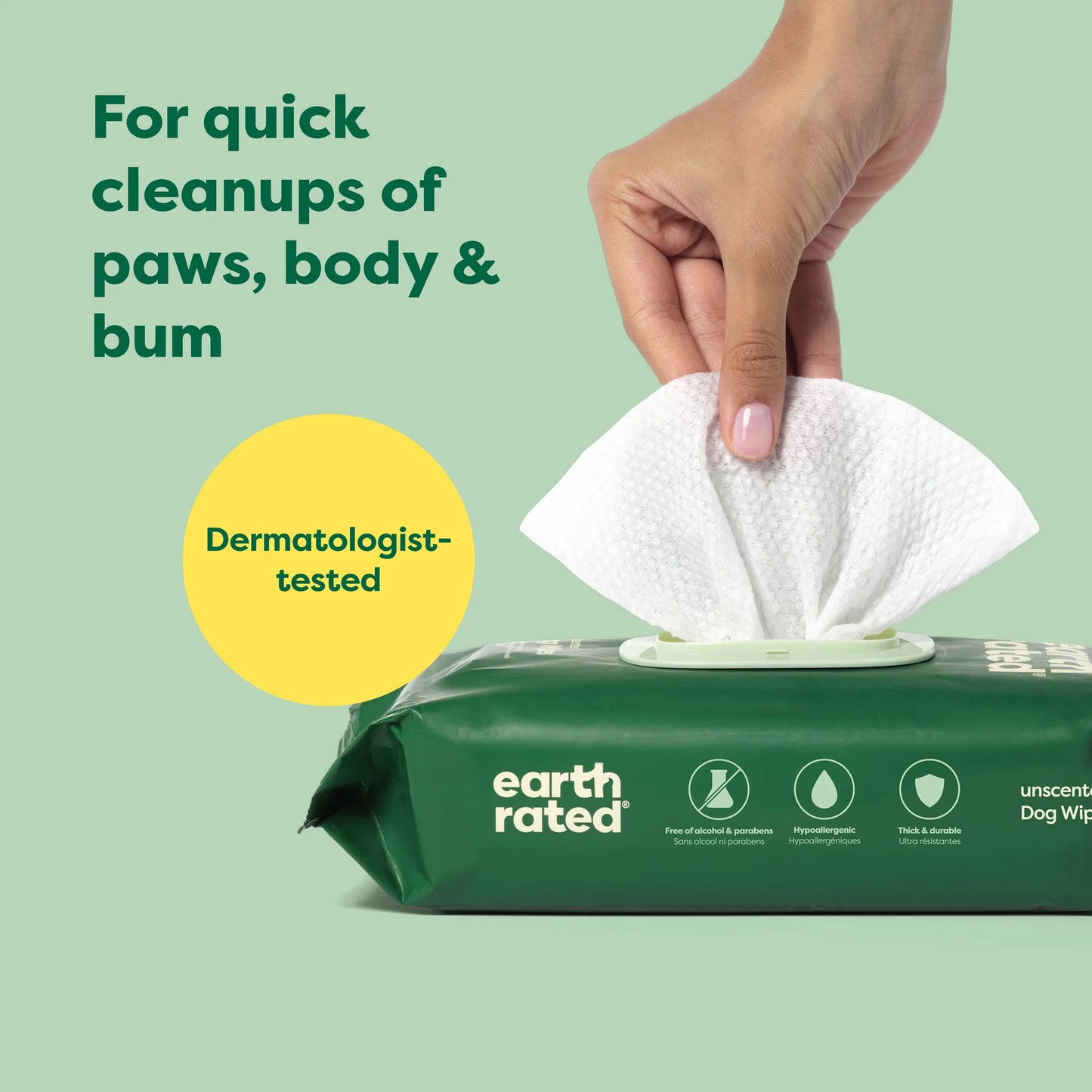 Earth Rated Dog Wipes, 100 Count, Unscented