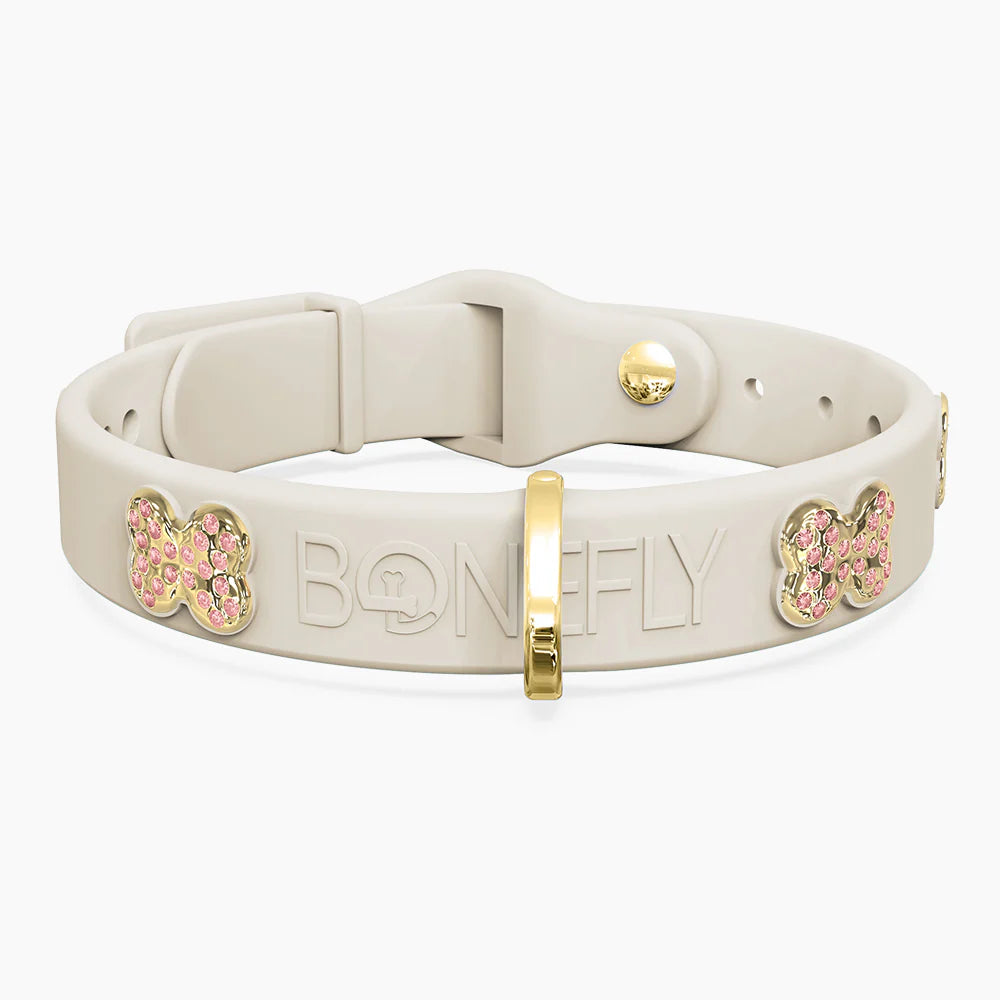 Bonefly Boneflex+ Ultra Ivory Collar, Gold / Pink