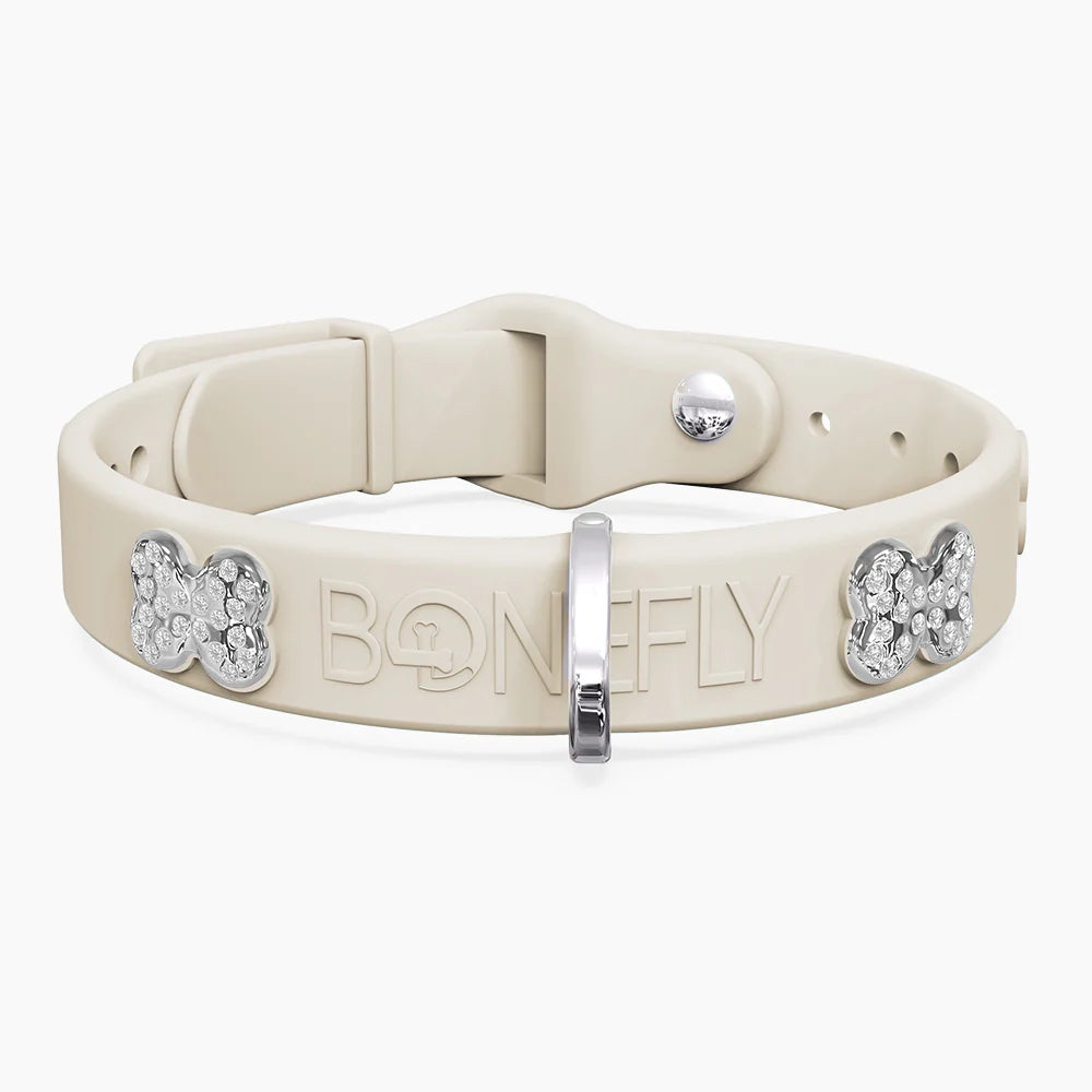 Bonefly Boneflex+ Ultra Ivory Collar, Silver / Clear