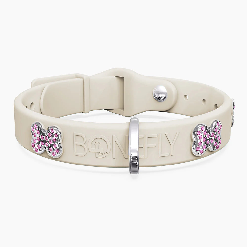Bonefly Boneflex+ Ultra Ivory Collar, Silver / Pink