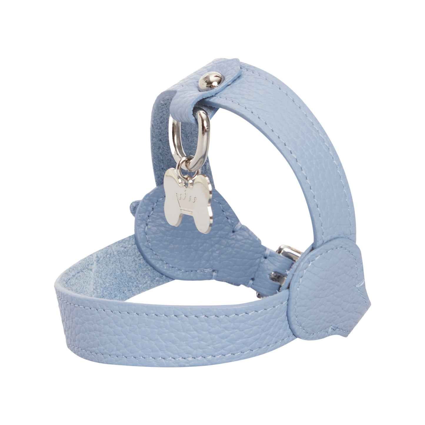 Maltipoo World Classic Leather Harness, Light Blue