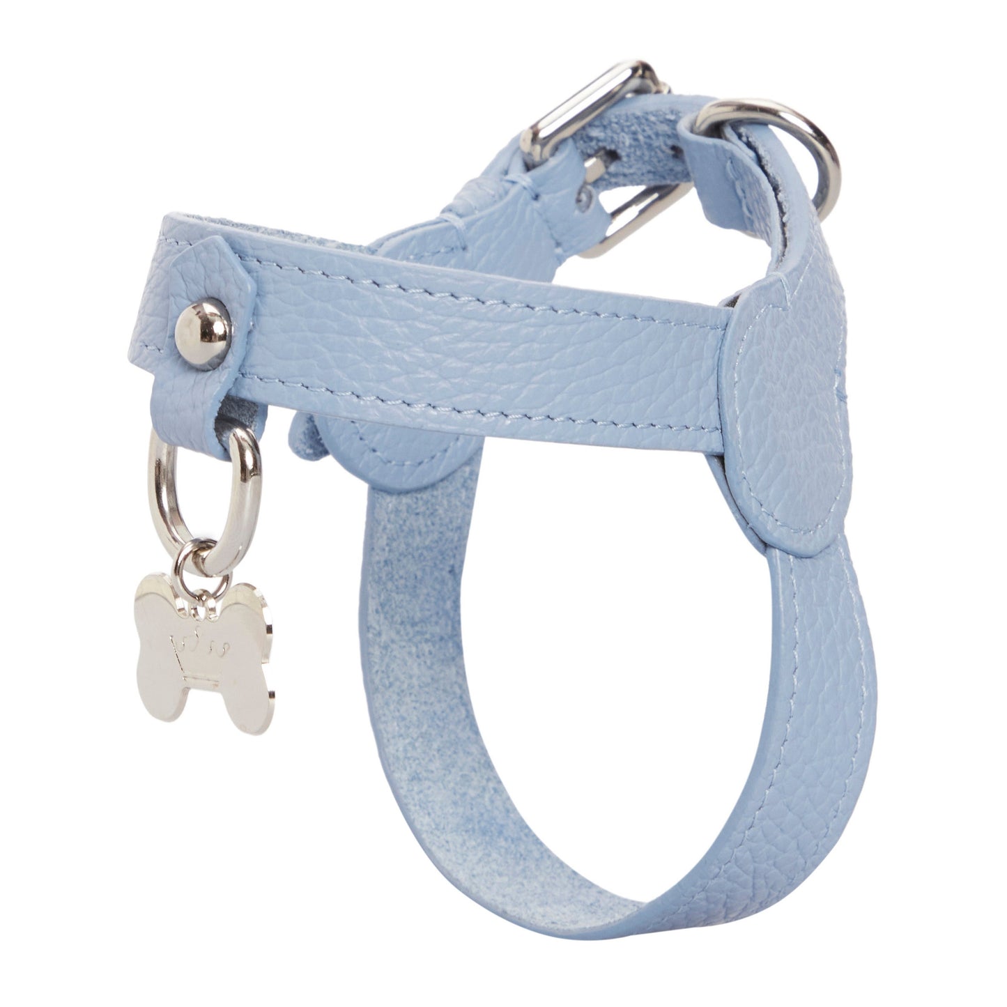 Maltipoo World Classic Leather Harness, Light Blue