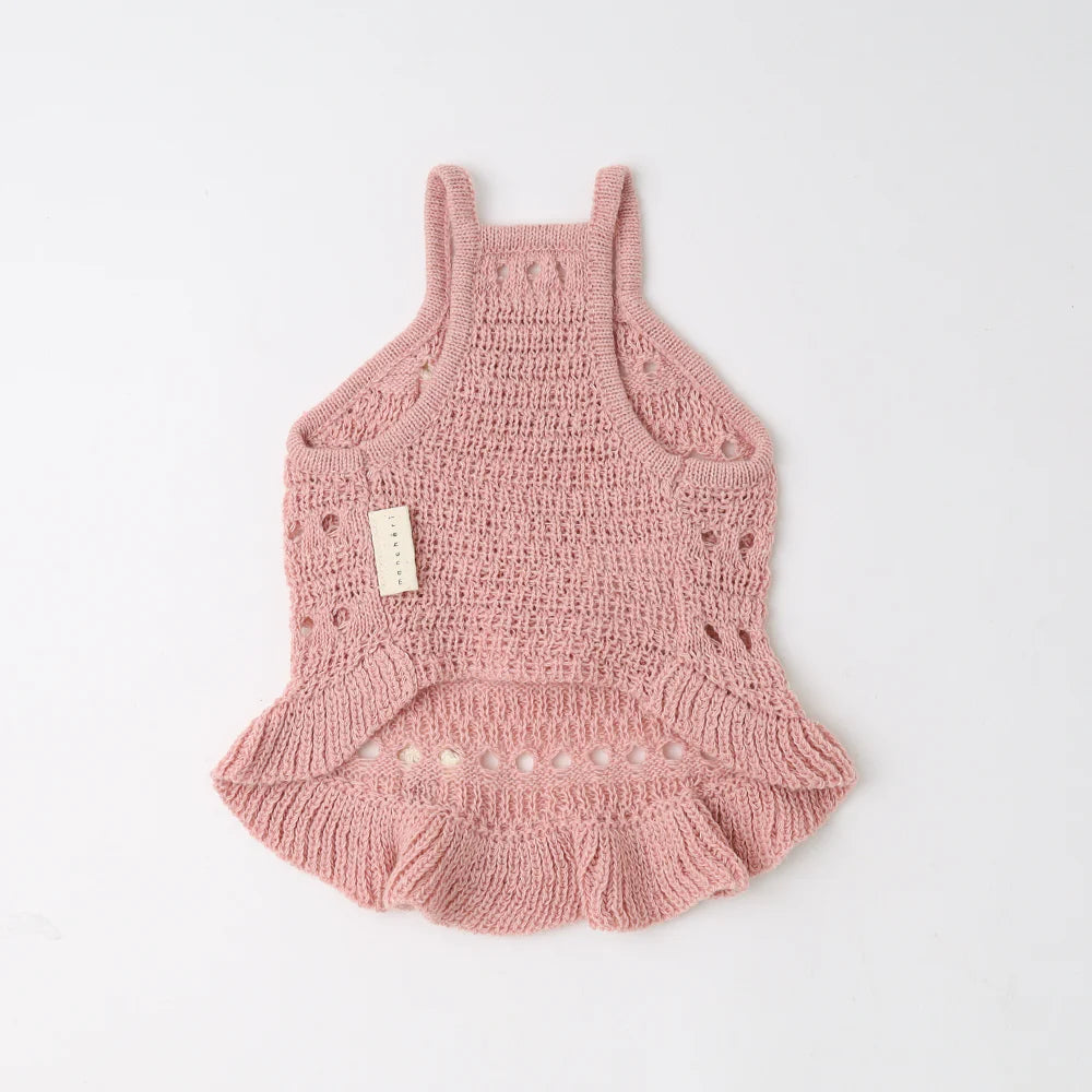 Moncheri Flower Motif Summer Knit Dress, Pink