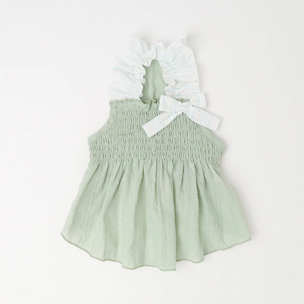 Moncheri Cool Striped Dot Dress, Green