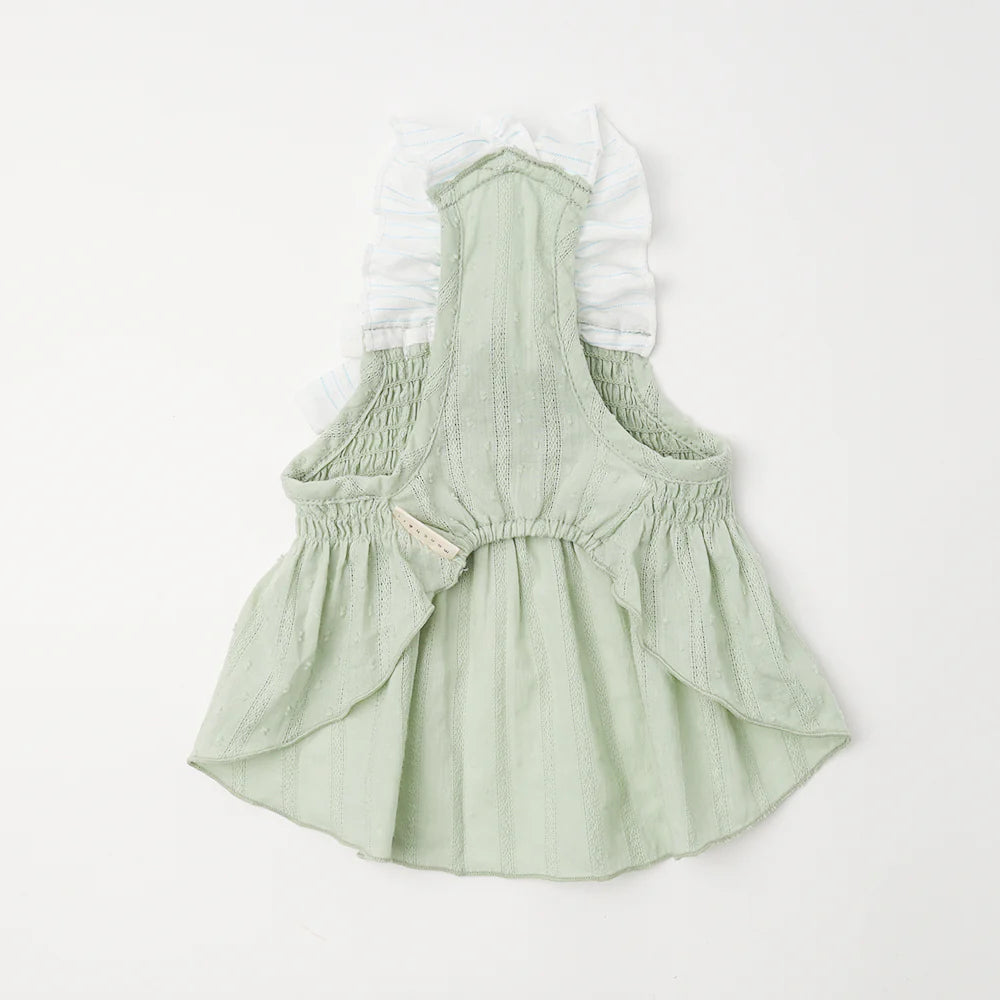 Moncheri Cool Striped Dot Dress, Green