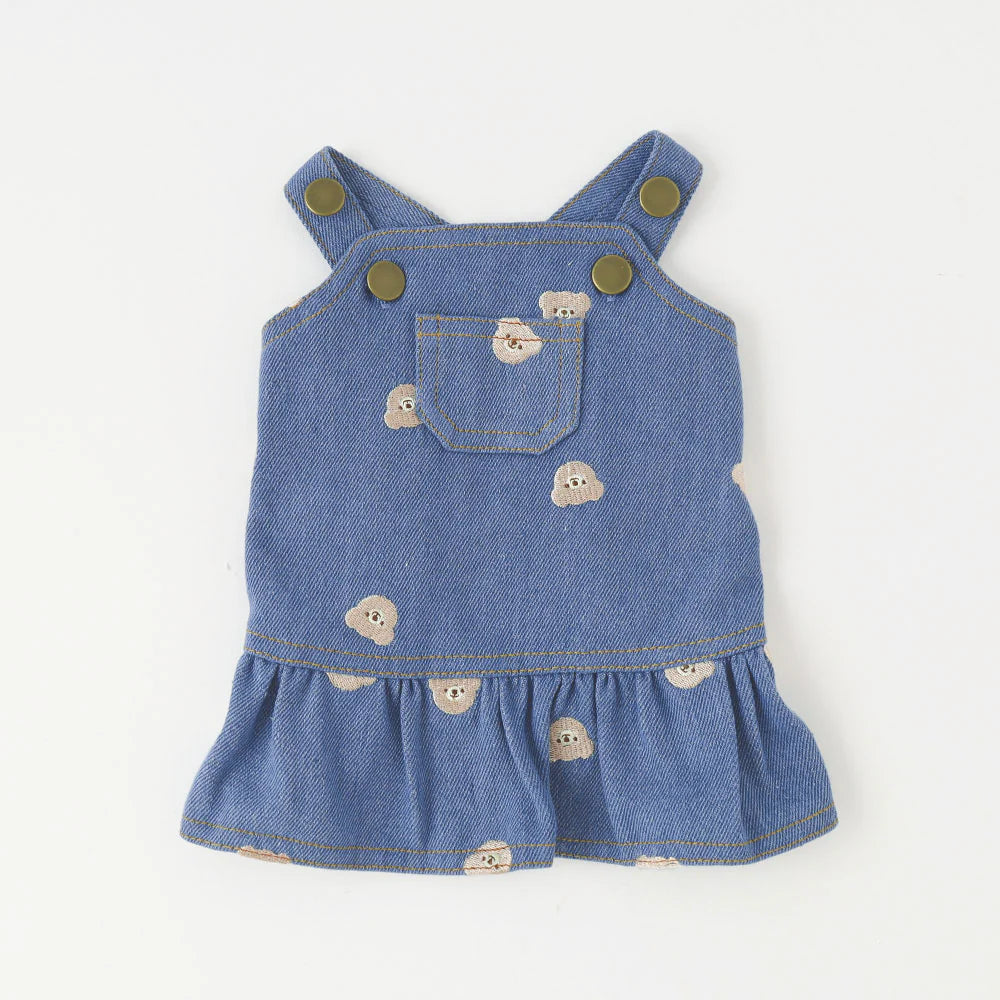 Moncheri Kuma Embroidery Dress, Denim
