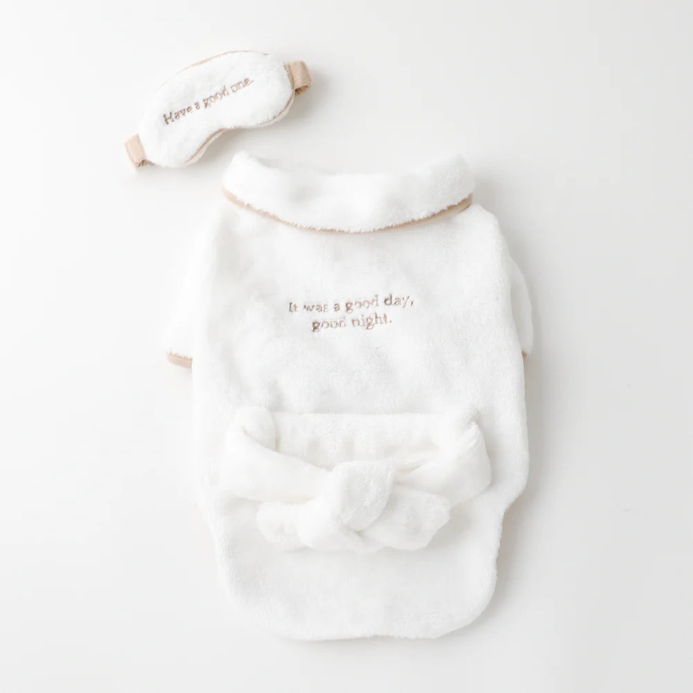 Moncheri Bathrobe + Eye Mask Set, White