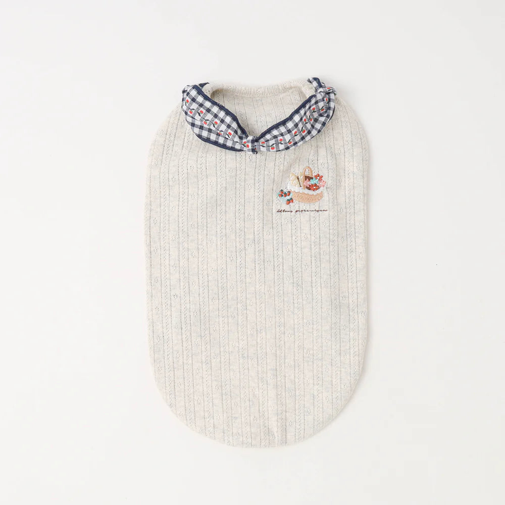 Moncheri Cool Neck Ribbon Sweets Logo Sleeveless Top, Navy