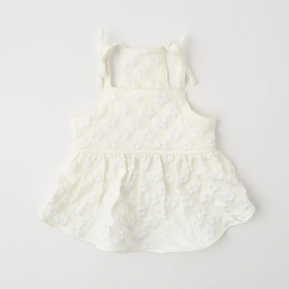 Moncheri Cool Floral Pattern Pokopoko Cami Dress, Ivory