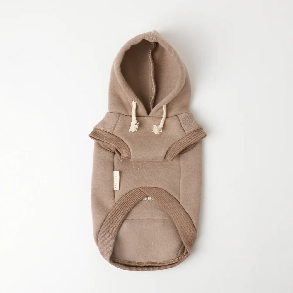 Moncheri Sweets Embroidery Seeveless Hoodie, Mocha