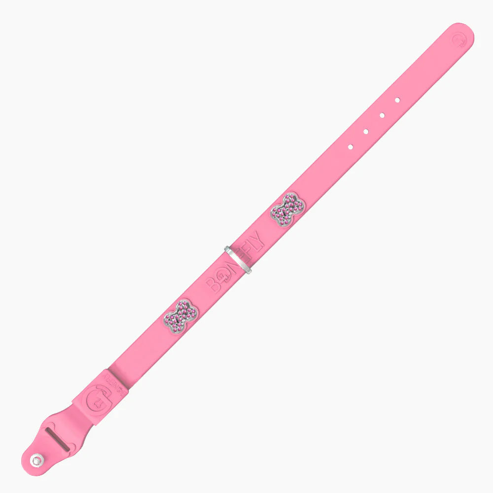 Bonefly Boneflex+ Ultra Baby Pink Collar, Silver / Pink