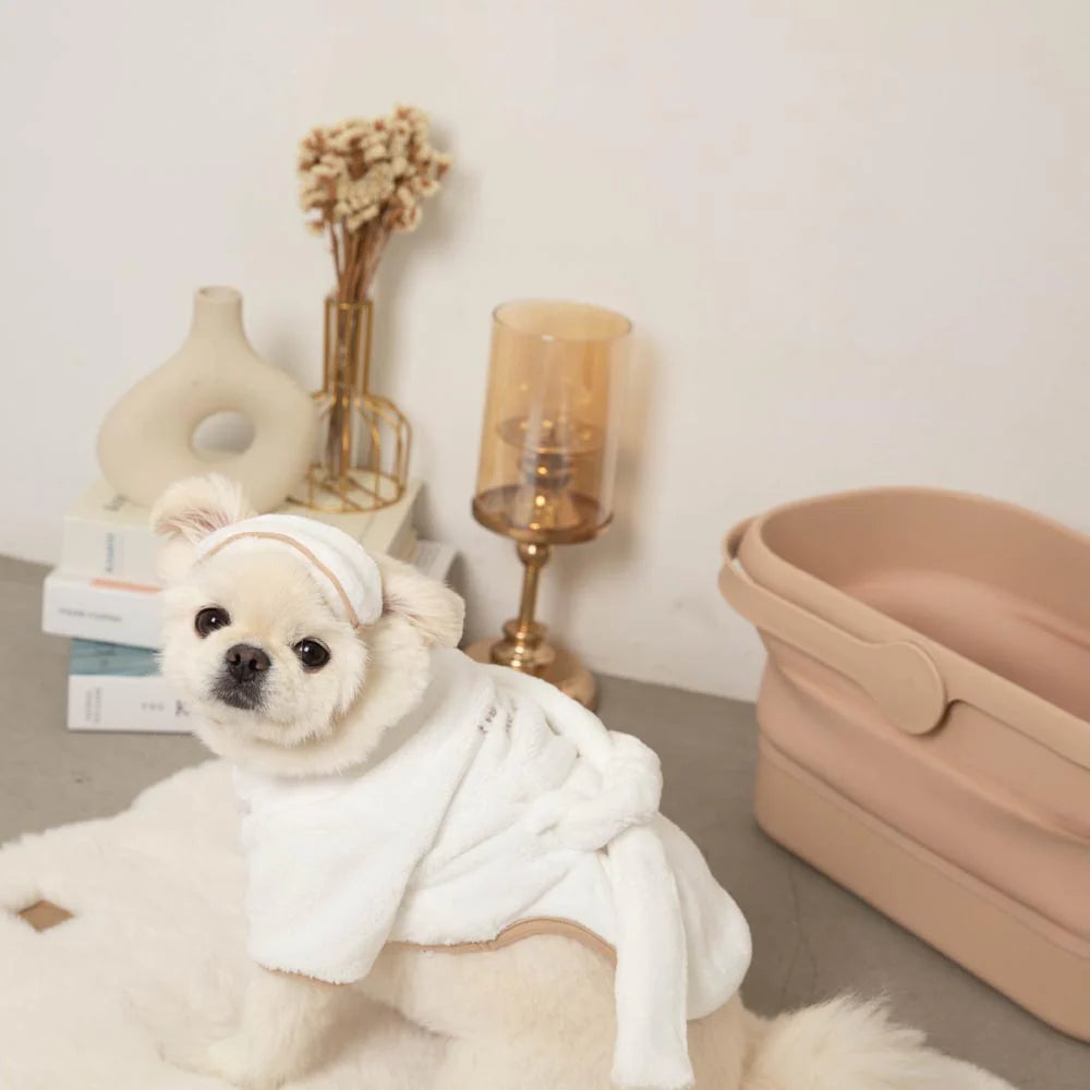 Moncheri Bathrobe + Eye Mask Set, White