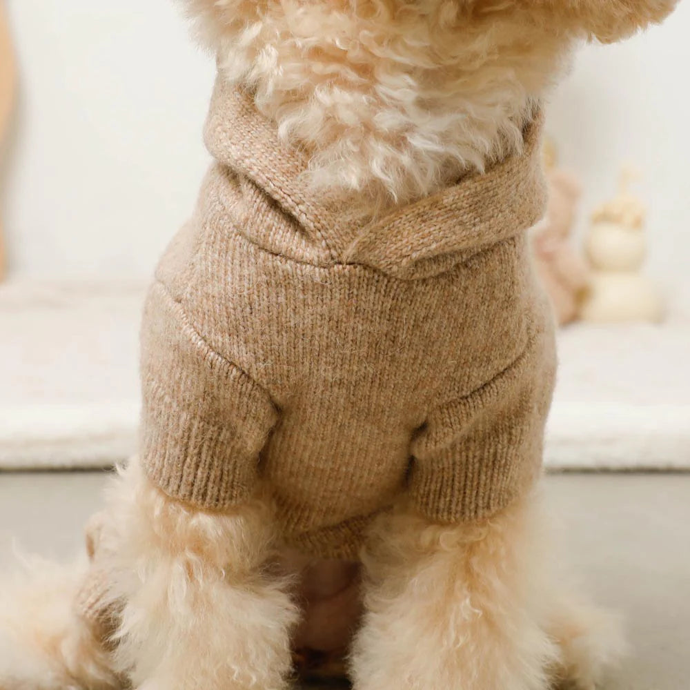 Moncheri Wool-blend Cable Knit with Ears Rompers, Beige
