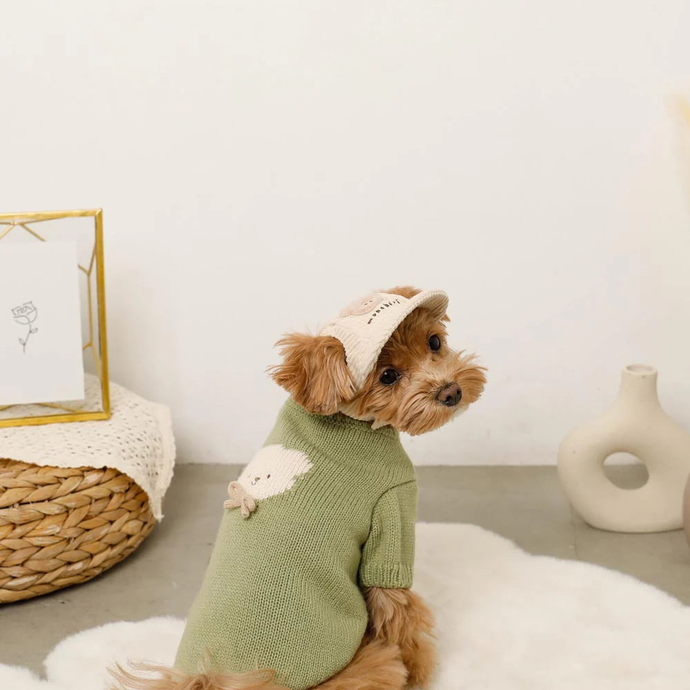 Moncheri Kuma-san Ribbon Knit, Green
