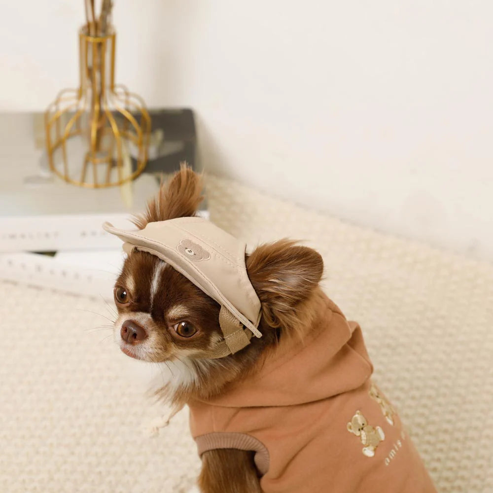 Moncheri Kuma-san Embroidery Hat, Beige