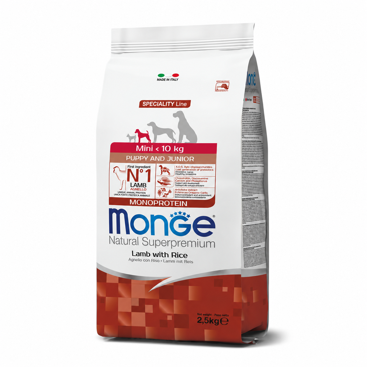 Monge Mini Puppy and Junior Monoprotein Lamb with Rice, 2.5 kg