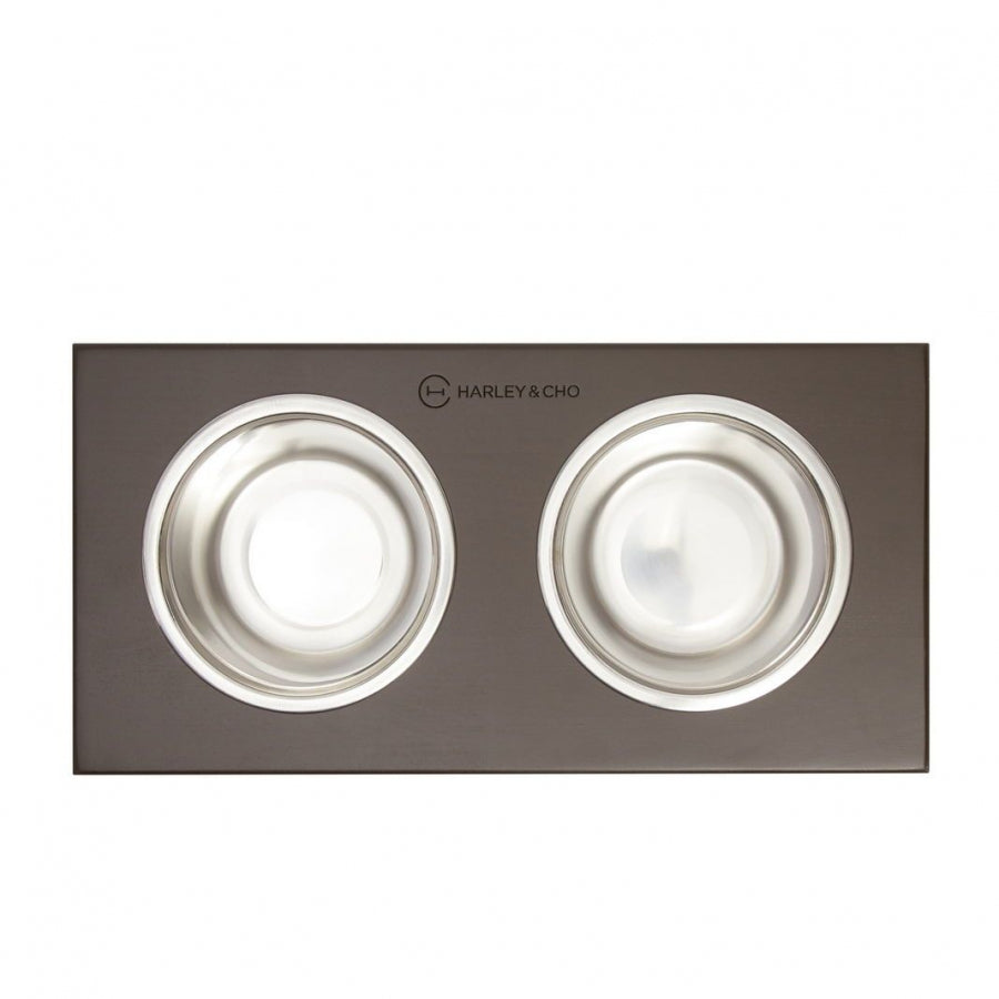 Maltipoo World Food and Water Bowls on a Stand, Brown