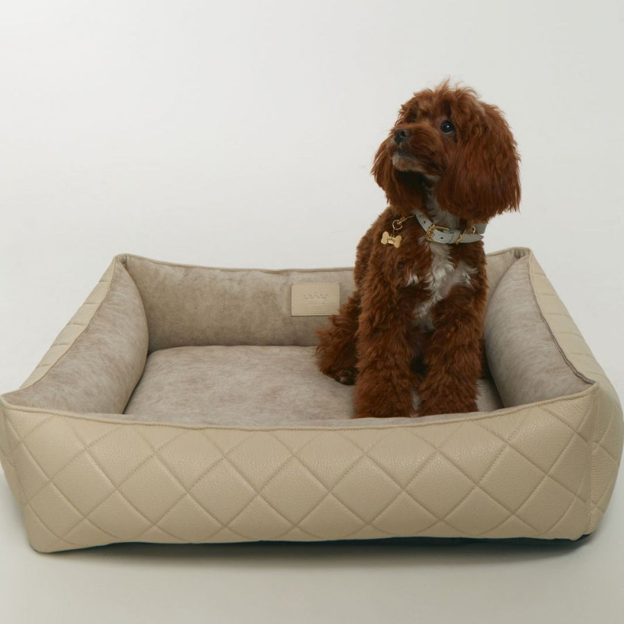 Maltipoo World Leather And Velour Lounger, Vanilla