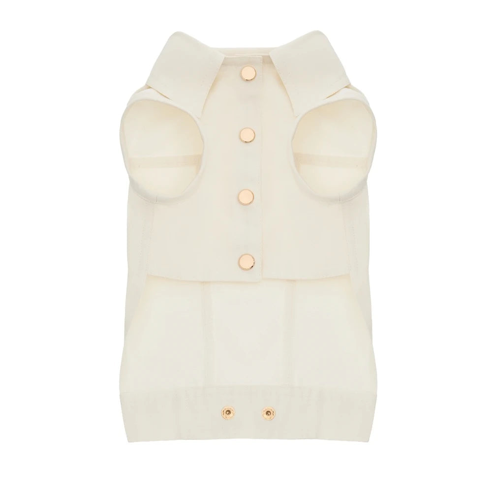 Maltipoo World Cotton Snap-Button Vest «Rest Weather Edition», Ivory