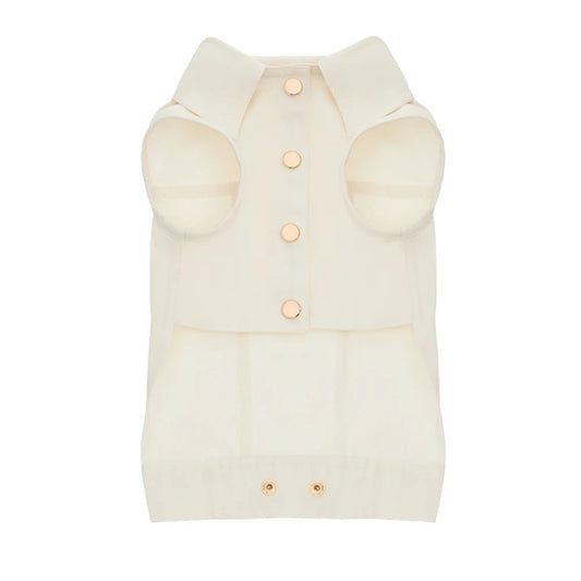 Maltipoo World Cotton Snap-Button Vest «Rest Weather Edition», Ivory