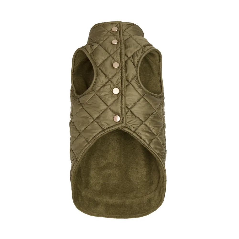 Maltipoo World Quilted Fleece Vest, Khaki
