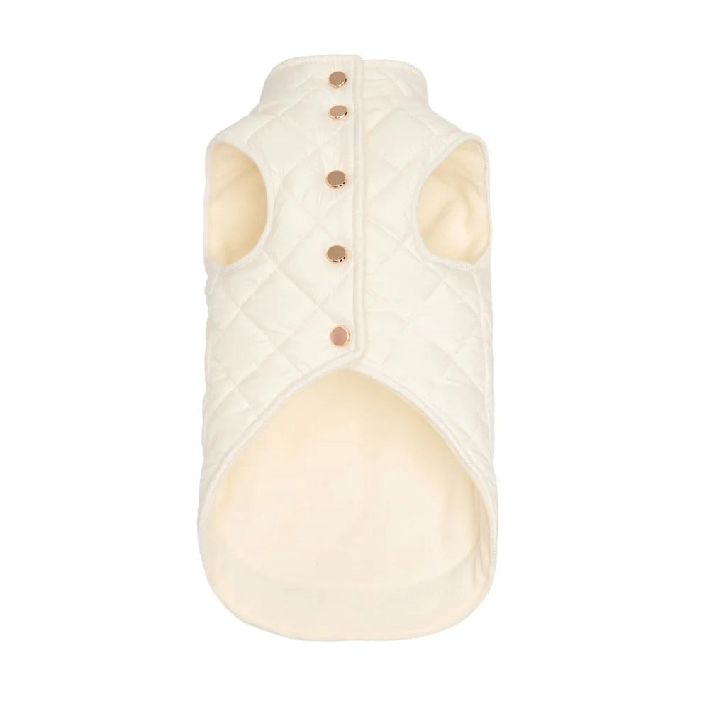 Maltipoo World Quilted Fleece Vest, Vanilla