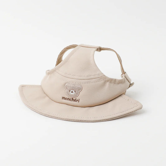 Moncheri Kuma-san Embroidery Hat, Beige