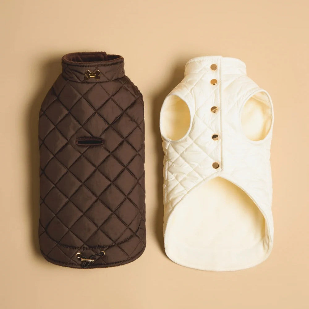 Maltipoo World Quilted Fleece Vest, Vanilla