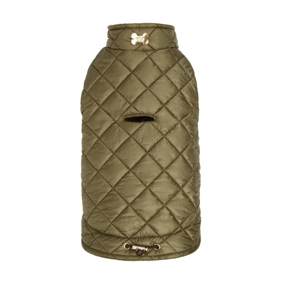 Maltipoo World Quilted Fleece Vest, Khaki