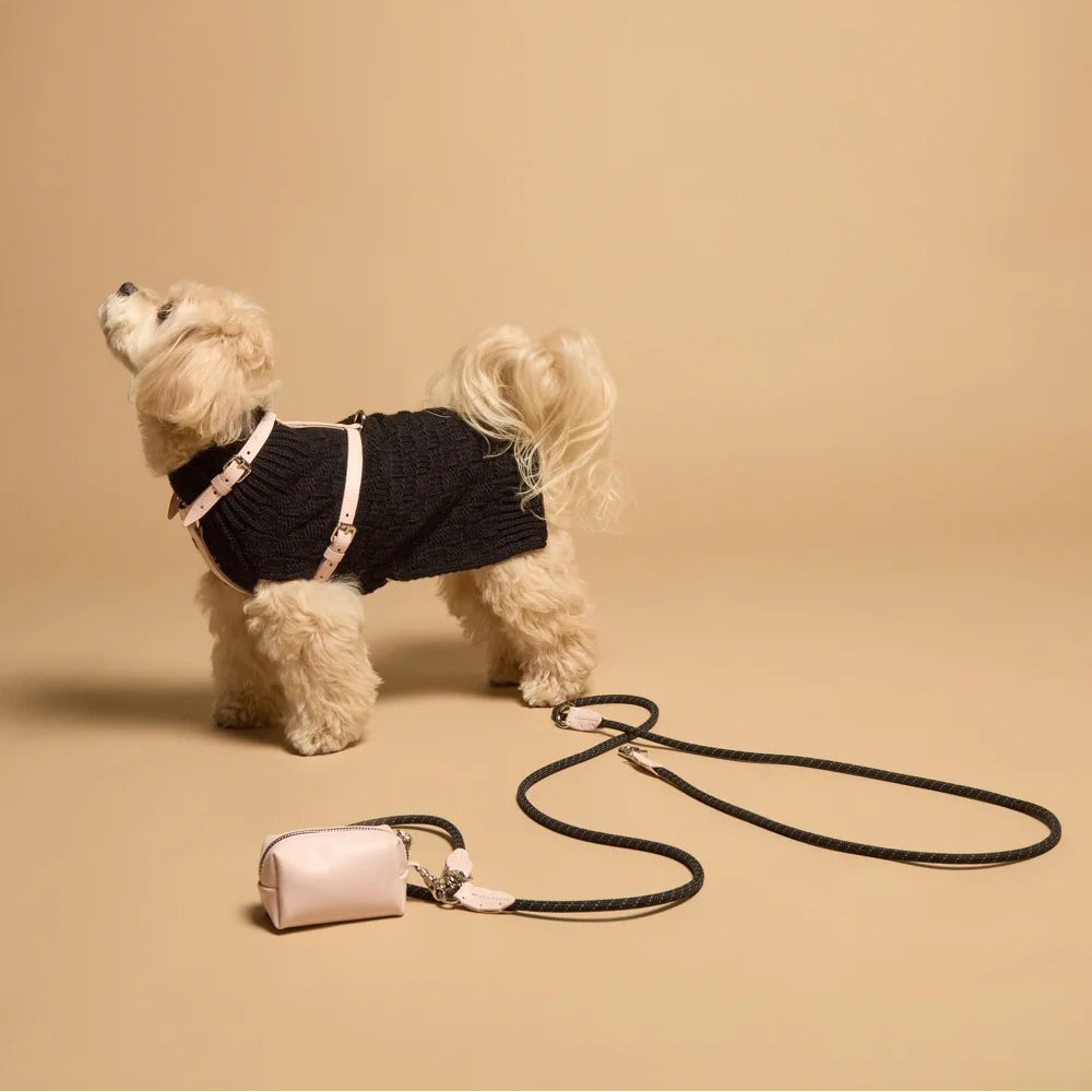 Maltipoo World Adjustable Easy Rope Leash + Small Bag, Pink