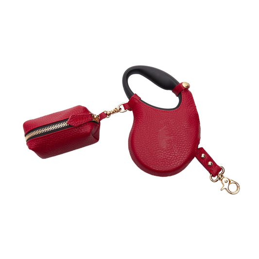 Maltipoo World Retractable Leash + Small Bag, Burgundy