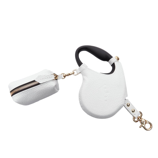 Maltipoo World Retractable Leash + Small Bag, White