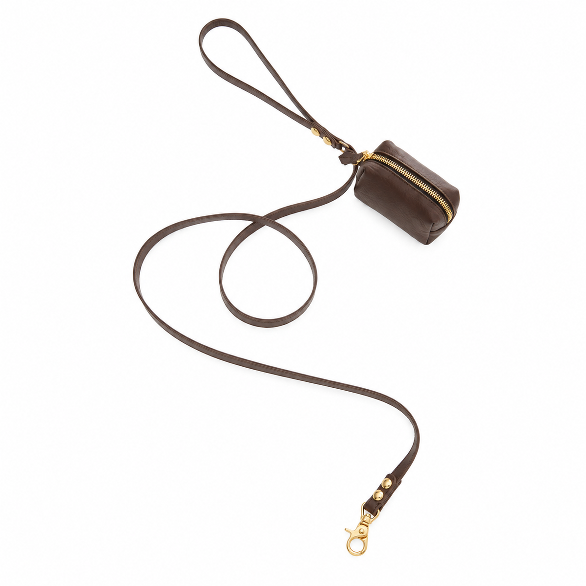 Maltipoo World Leather Leash + Small Bag, Truffle Gold