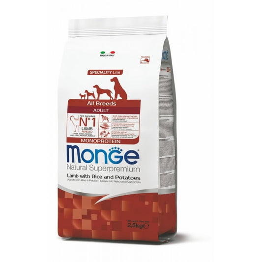 Monge All Breeds Adult Monoprotein Lamb with Rice, 2.5 kg