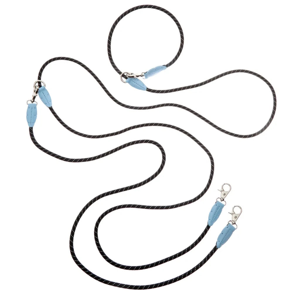 Maltipoo World Adjustable Easy Rope Leash + Small Bag, Blue